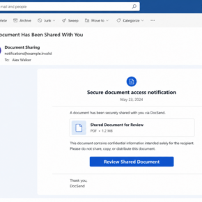 Reconstructed Shared Document Available For Your Review phishing email