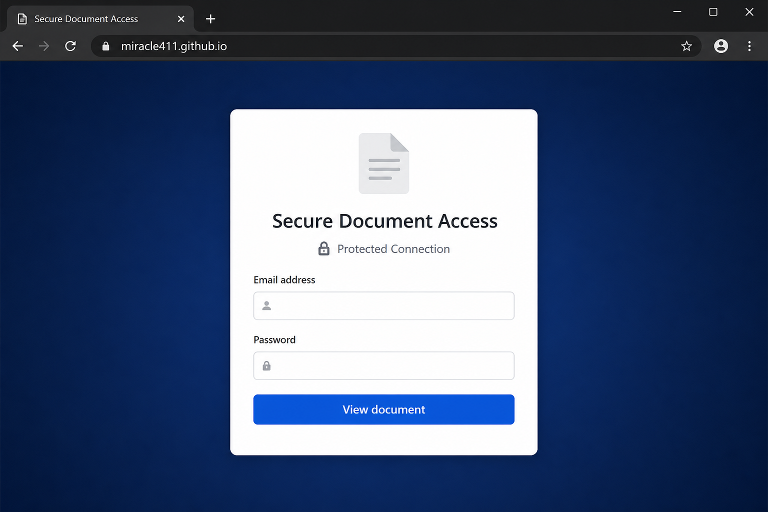 Reconstruction of the fake secure document login page