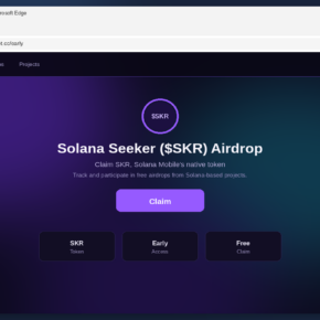 The fake Solana Seeker ($SKR) airdrop claim page with a Claim button and Connect Wallet control