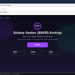 The fake Solana Seeker ($SKR) airdrop claim page with a Claim button and Connect Wallet control