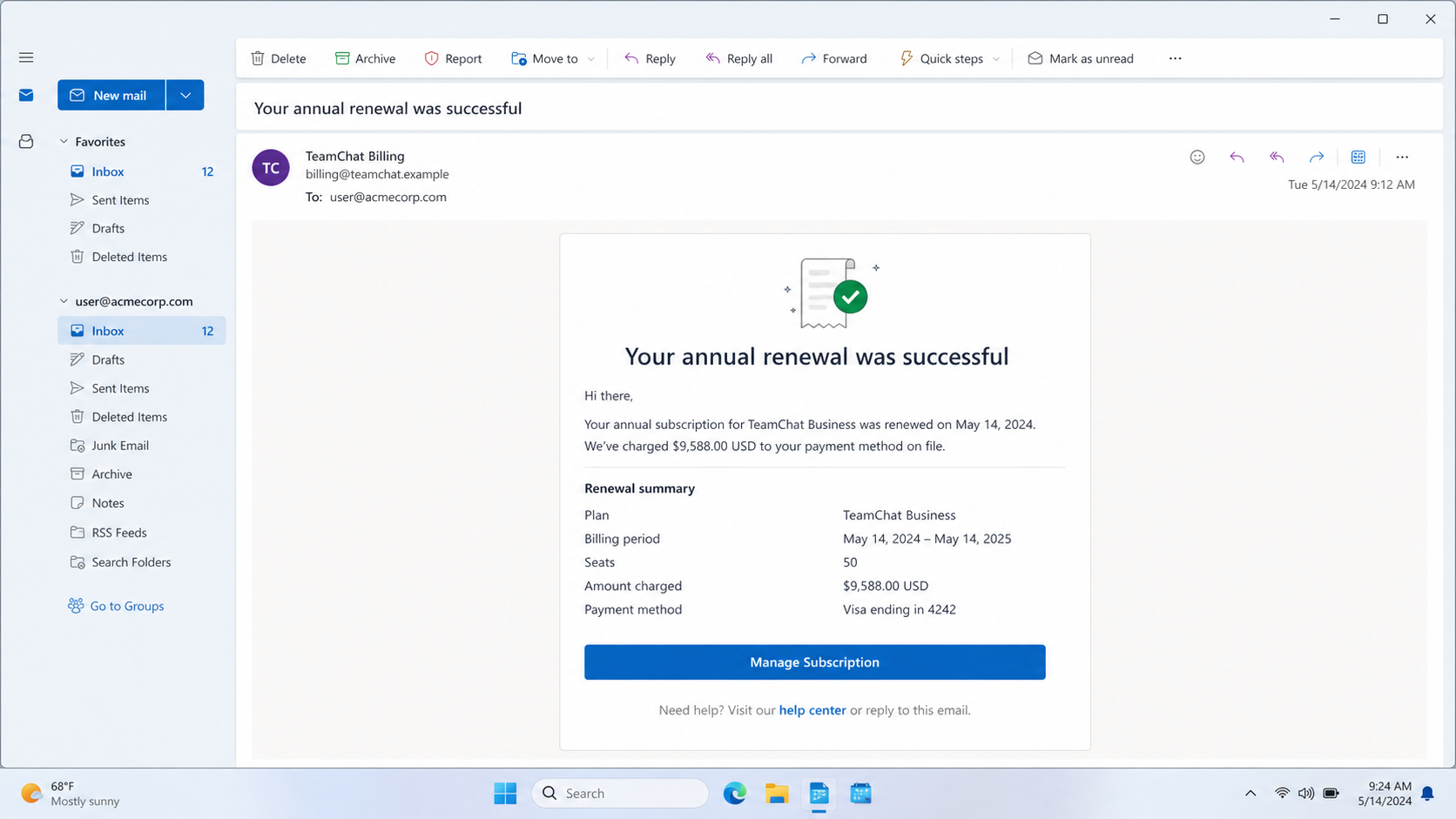 Slack renewal email scam phishing email example