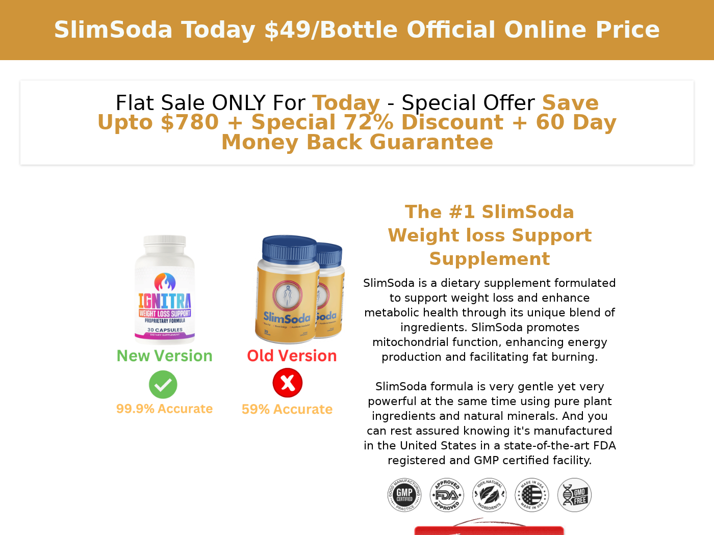 SlimSoda Exposed: Fake or Real? Our Weight Loss Investigation Reveals All 1 SlimSoda weight loss page showing the old bottle and an Ignitra replacement