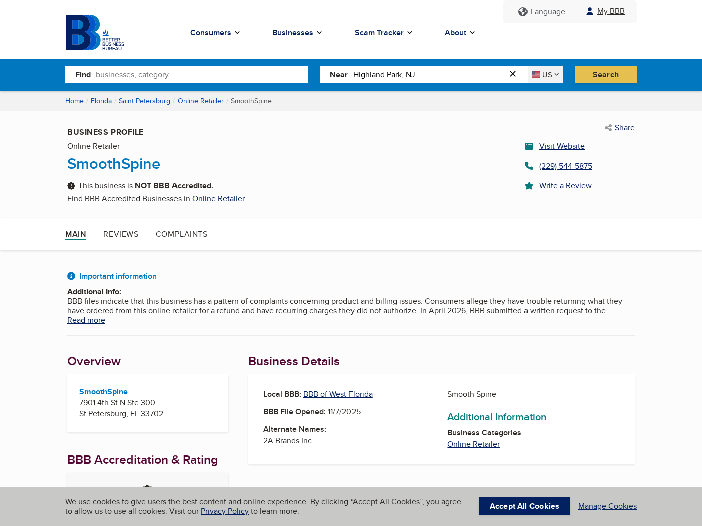 Beware the Triple-Fusion Back Massager Billing and Refund Trap Exposed 2 BBB page describing a pattern of SmoothSpine product, billing, refund, and recurring-charge complaints