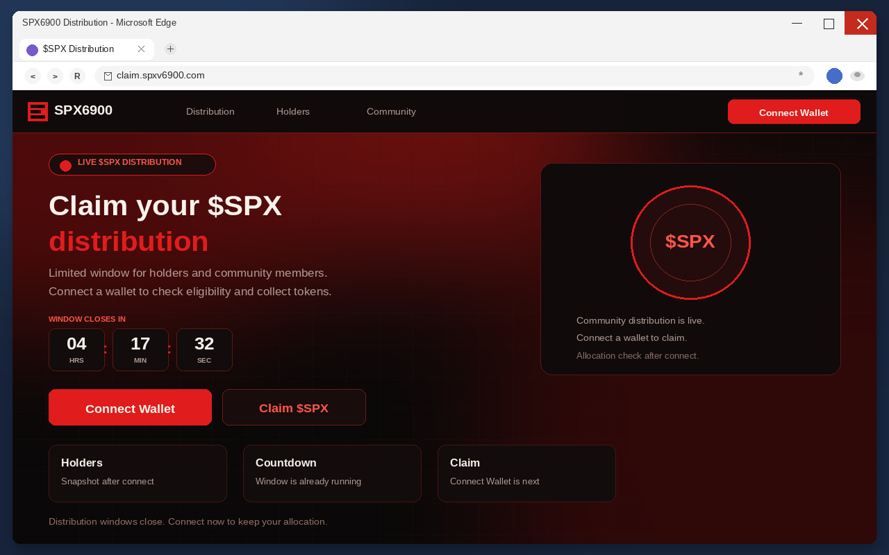 SPX6900 Airdrop EXPOSED: Fake $SPX Claim Pages Drain Wallets 1 Fake $SPX6900 claim page with Connect Wallet