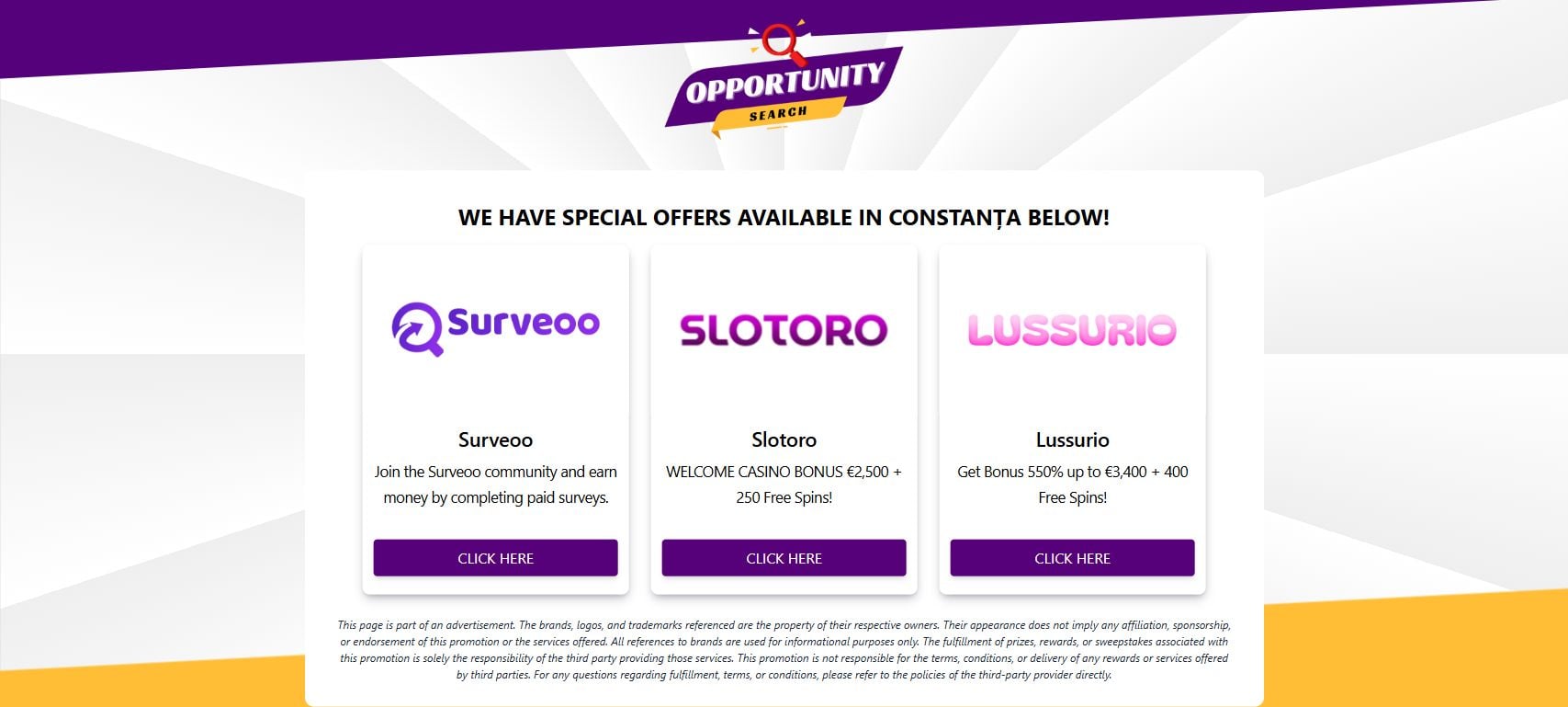 StudentDealHub Scam: Fake $750 Best Buy Reward Exposed 4 Opportunity Search affiliate page reached from StudentDealHub with survey and casino offers
