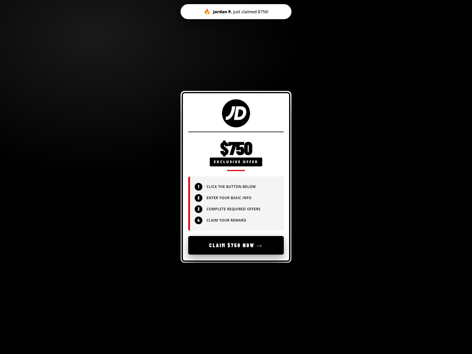 StudentDealHub Scam: Fake $750 Best Buy Reward Exposed 2 Historical URLScan screenshot of StudentDealHub advertising a $750 JD Sports offer