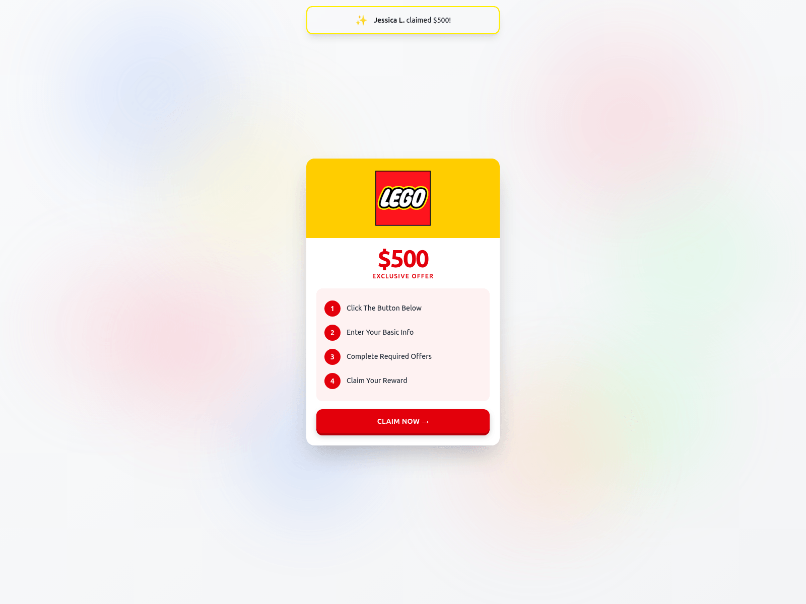 StudentSavingsHub Scam: The Fake £750 Reward Funnel 2 Historical URLScan screenshot of StudentSavingsHub using LEGO branding for a $500 offer