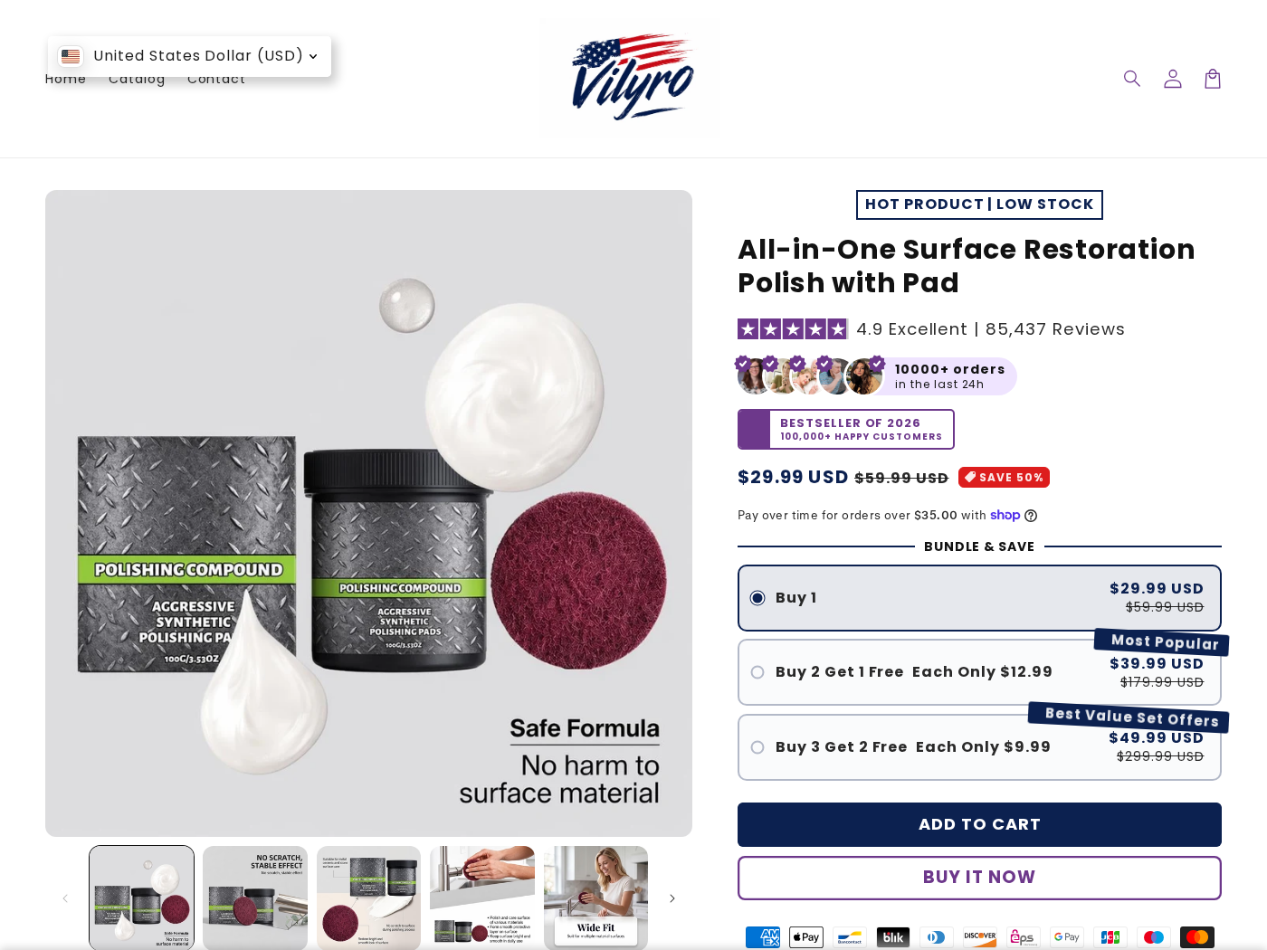 Beware the Viral Surface Restoration Polish Scam and Fake AI Demos Exposed 1 Surface restoration polish sales page using dramatic claims and high review counts