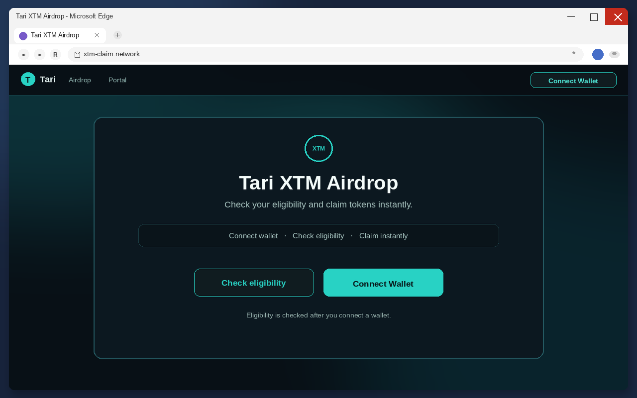 Tari XTM Airdrop EXPOSED: Fake Claim Clones Drain Wallets 1 A fake Tari XTM claim page pushing Connect Wallet