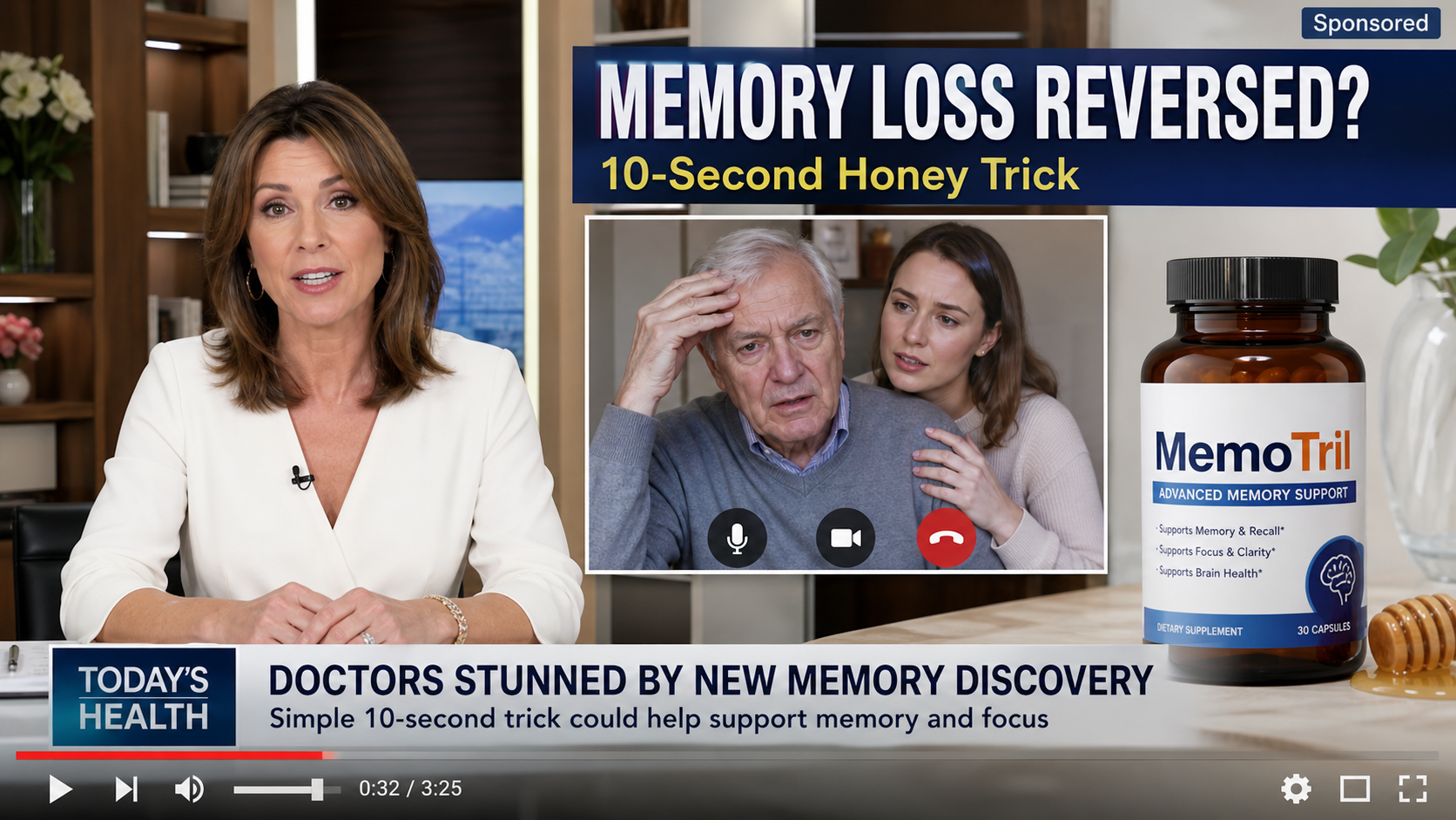 Realistic reconstruction of a fake memory loss reversal news advertisement