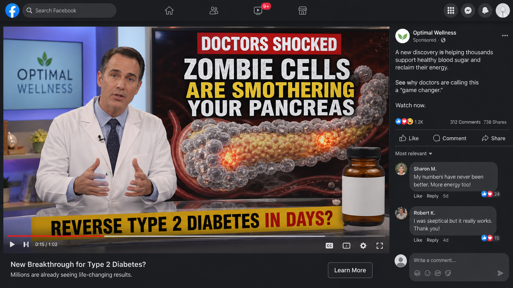 Tom Green Diabetes Cure Scam: Fake Zombie Cells Ad 1 Reconstruction of a fake Tom Green zombie cells diabetes cure advertisement using a fictional doctor