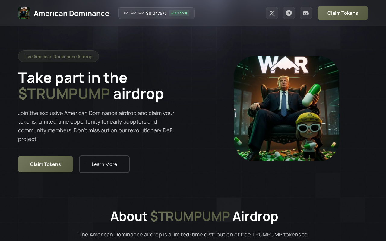 Fake $TRUMPUMP airdrop claim page with Connect Wallet
