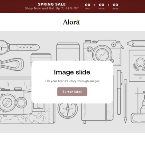 Alora homepage still showing Image slide and Button label placeholders