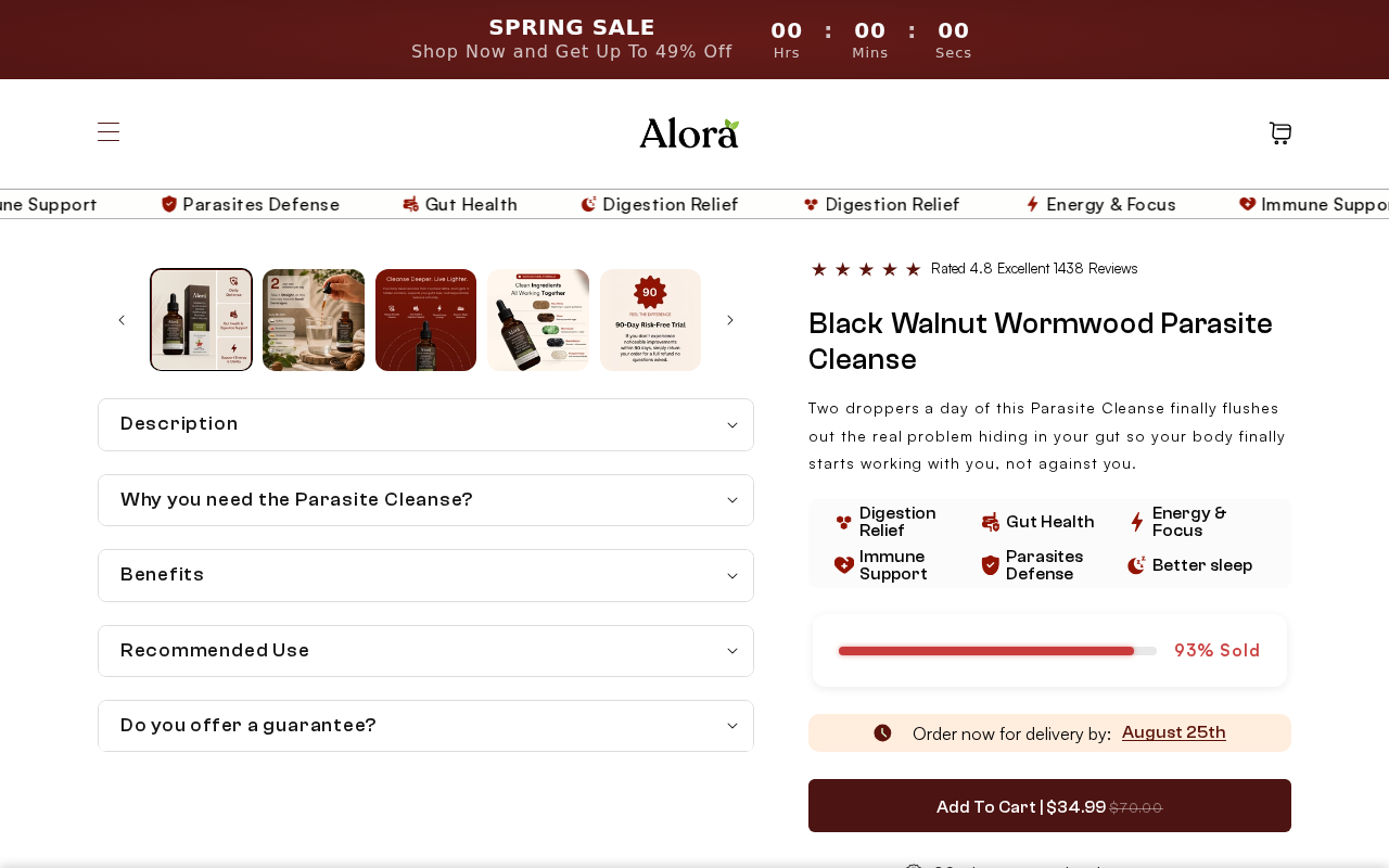 Alora Black Walnut Wormwood EXPOSED: Fake 1438 Reviews, Hidden Subscribe 1 Alora Black Walnut Wormwood Parasite Cleanse product page on tryalora.co