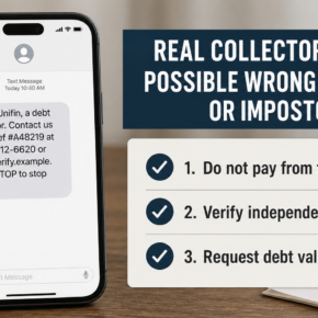 Example of an unexpected Unifin debt collector text and safe verification steps