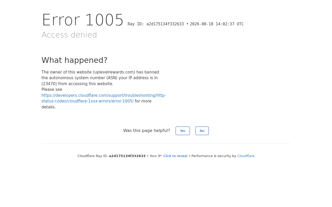 UpLevel Rewards EXPOSED: $1,000 Gift Card Behind Paid Deals 1 UpLevel Rewards homepage failing to load and showing a Cloudflare error