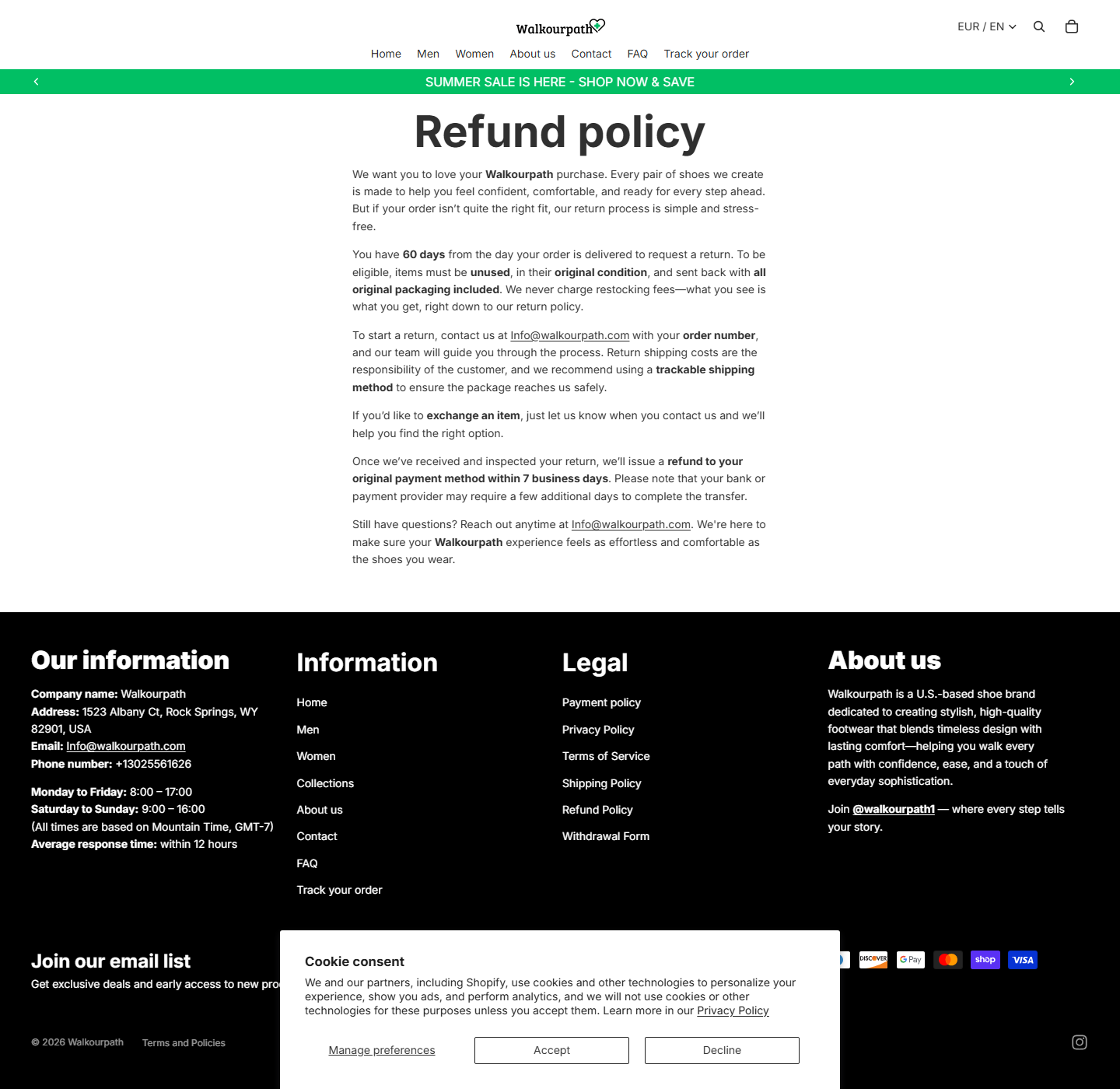 WalkOurPath Shoes Complaints: The Refund Trap 2 WalkOurPath refund policy stating that approved refunds use the original payment method