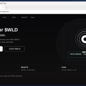 Fake Worldcoin airdrop claim page with Connect Wallet