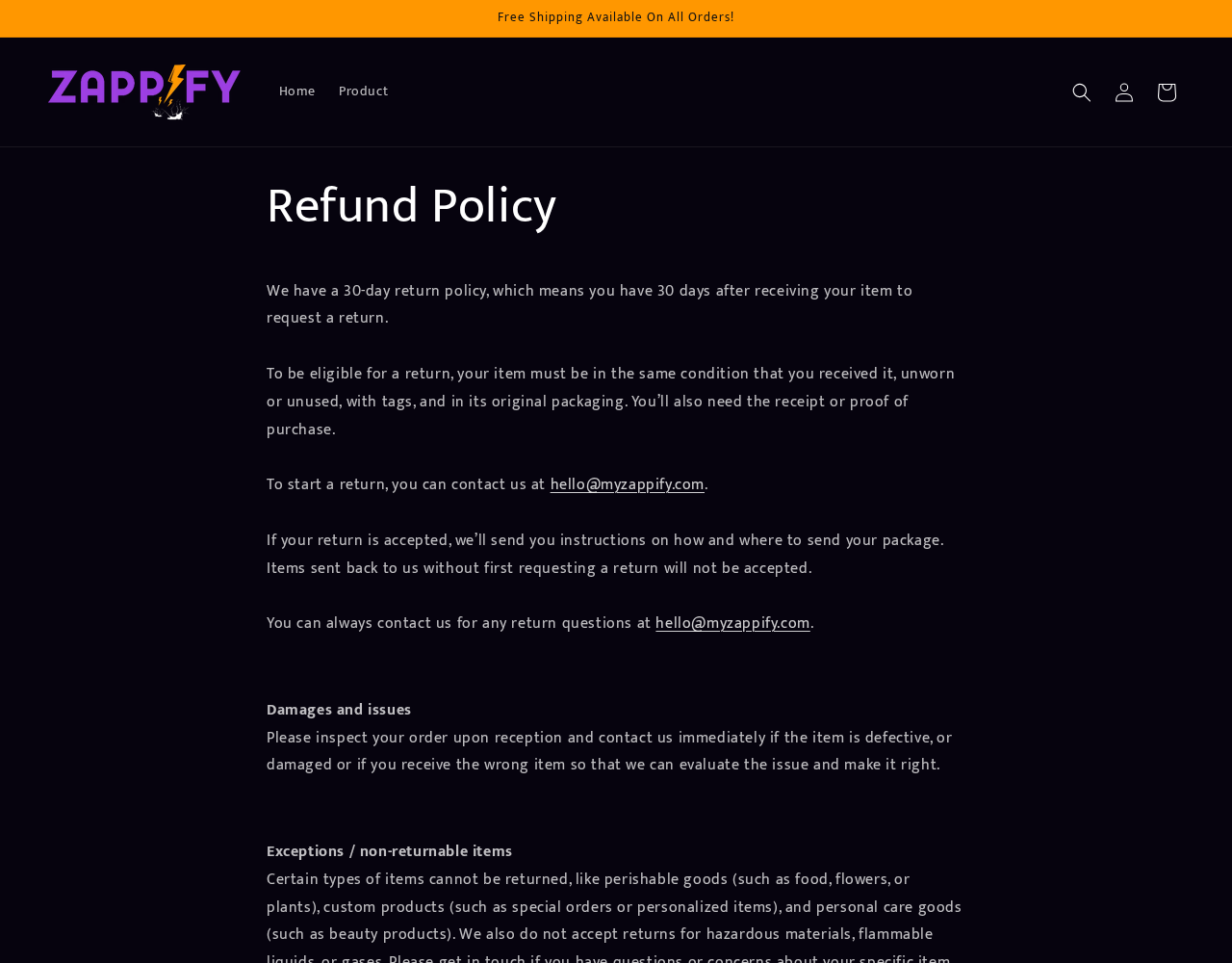 Zappify Zapper EXPOSED - Scam or Legit? Read This 5 Zappify refund policy requiring unused original condition and prior return approval