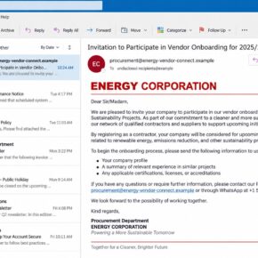 Fake ExxonMobil vendor registration and partnership process email