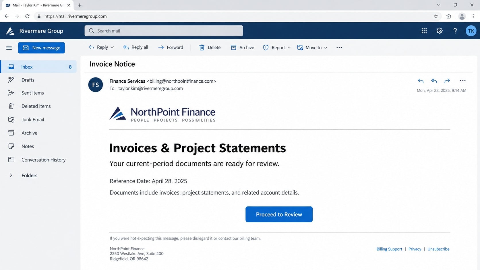 Invoices and Project Statements invoice phishing email
