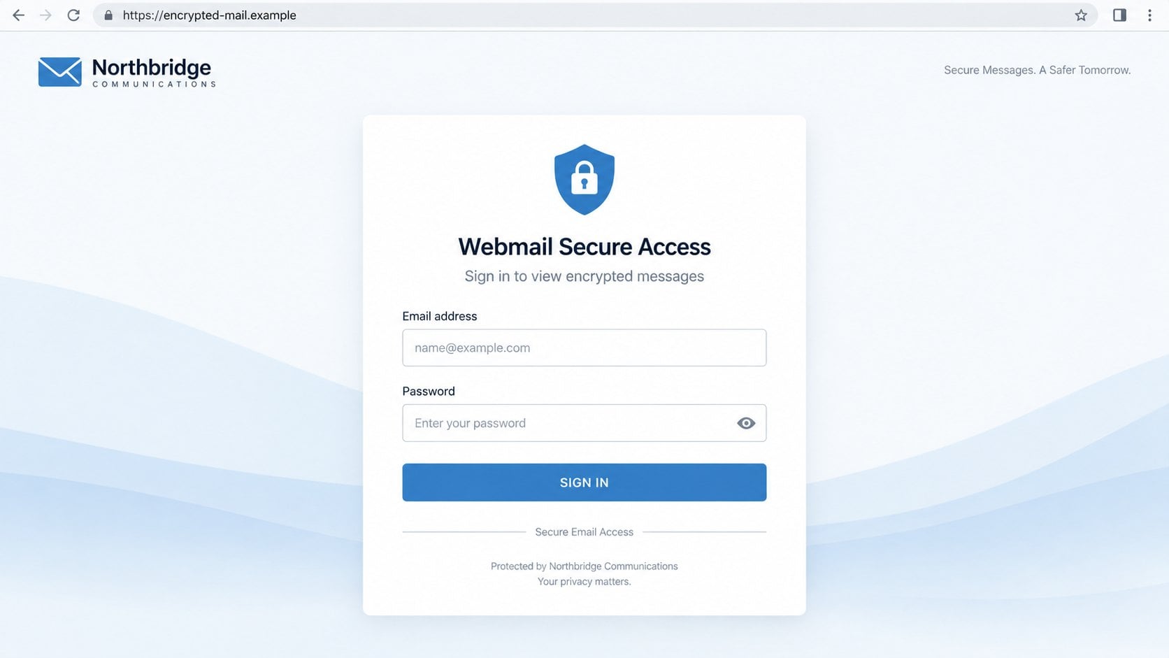 Illustrative counterfeit secure webmail login page