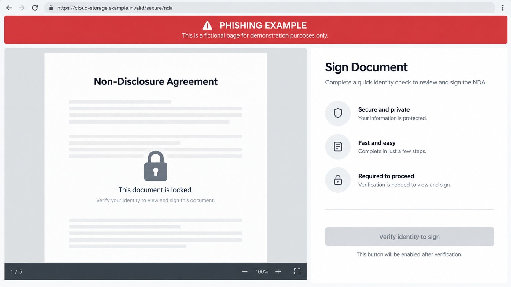 Defensive reconstruction of a fake cloud-hosted signature document portal