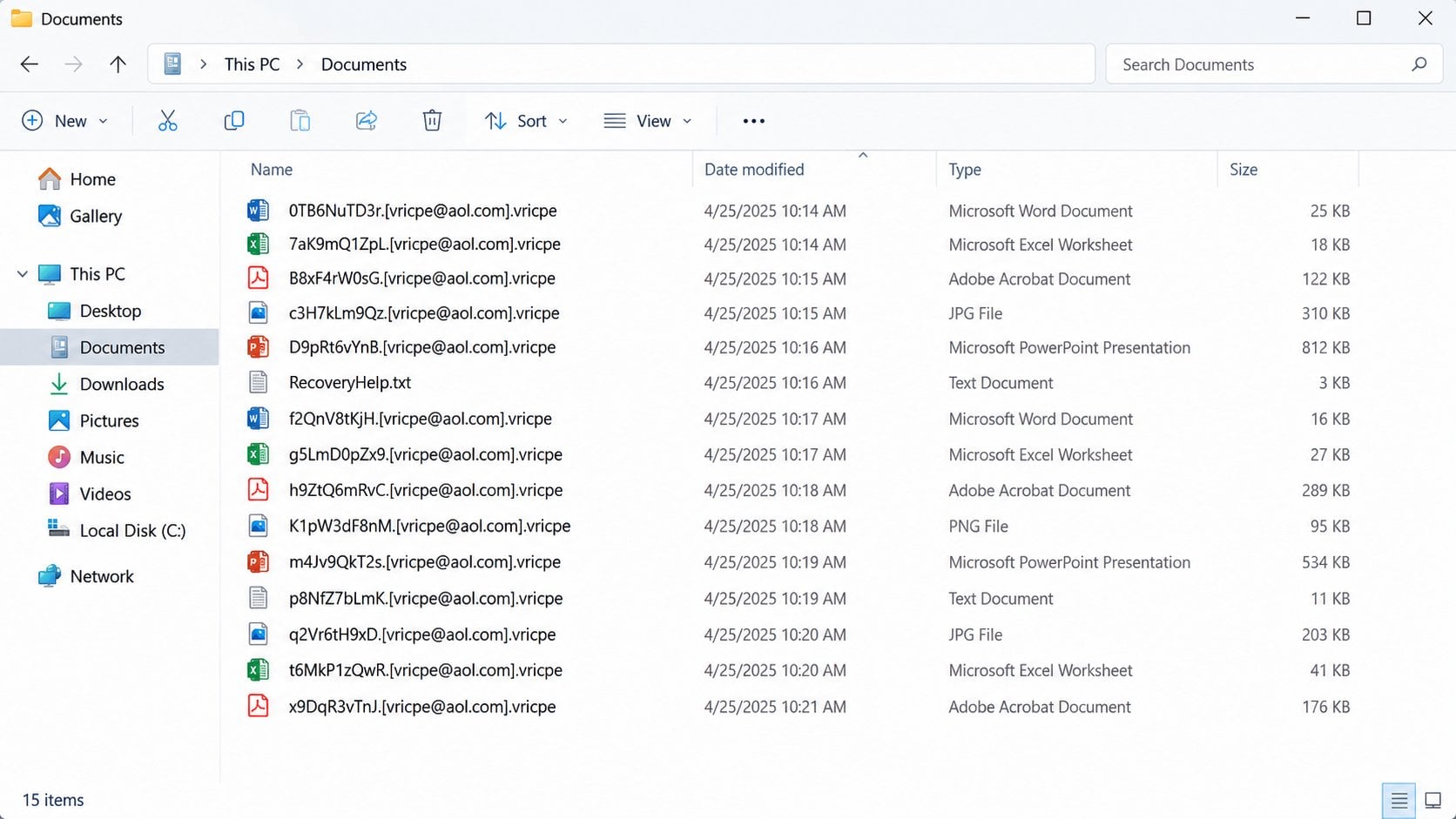 Illustrative files renamed with the Vricpe ransomware extension