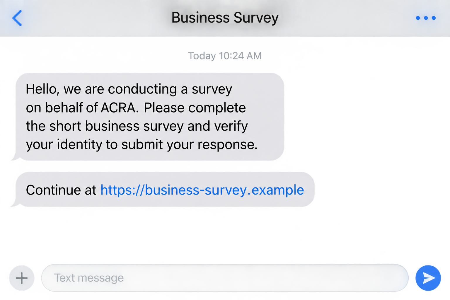 ACRA Survey Scam: A Fake Form Wants Your Singpass 1 Illustrative fake ACRA survey message with a fictional participant verification link