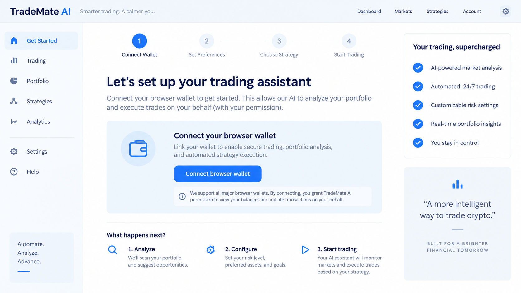 Fake AI Crypto Trading Assistant Exposed: Wallet Extension Theft Explained 2 Fictional trading assistant interface asking to connect a browser wallet