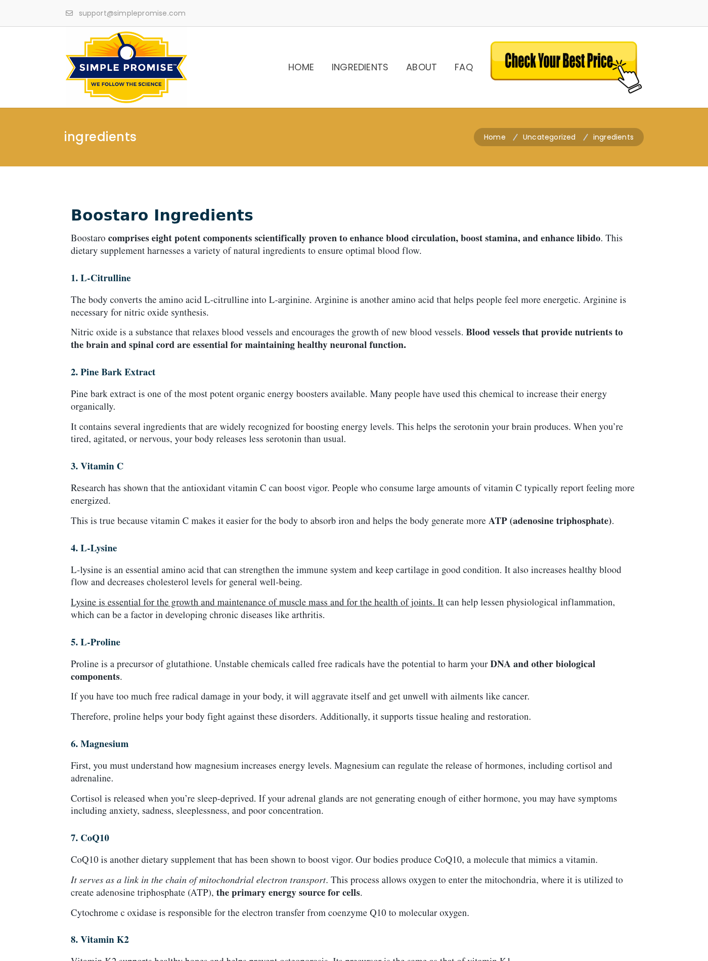 Bellyflush.com ingredients page incorrectly displaying Boostaro ingredients instead of BellyFlush information