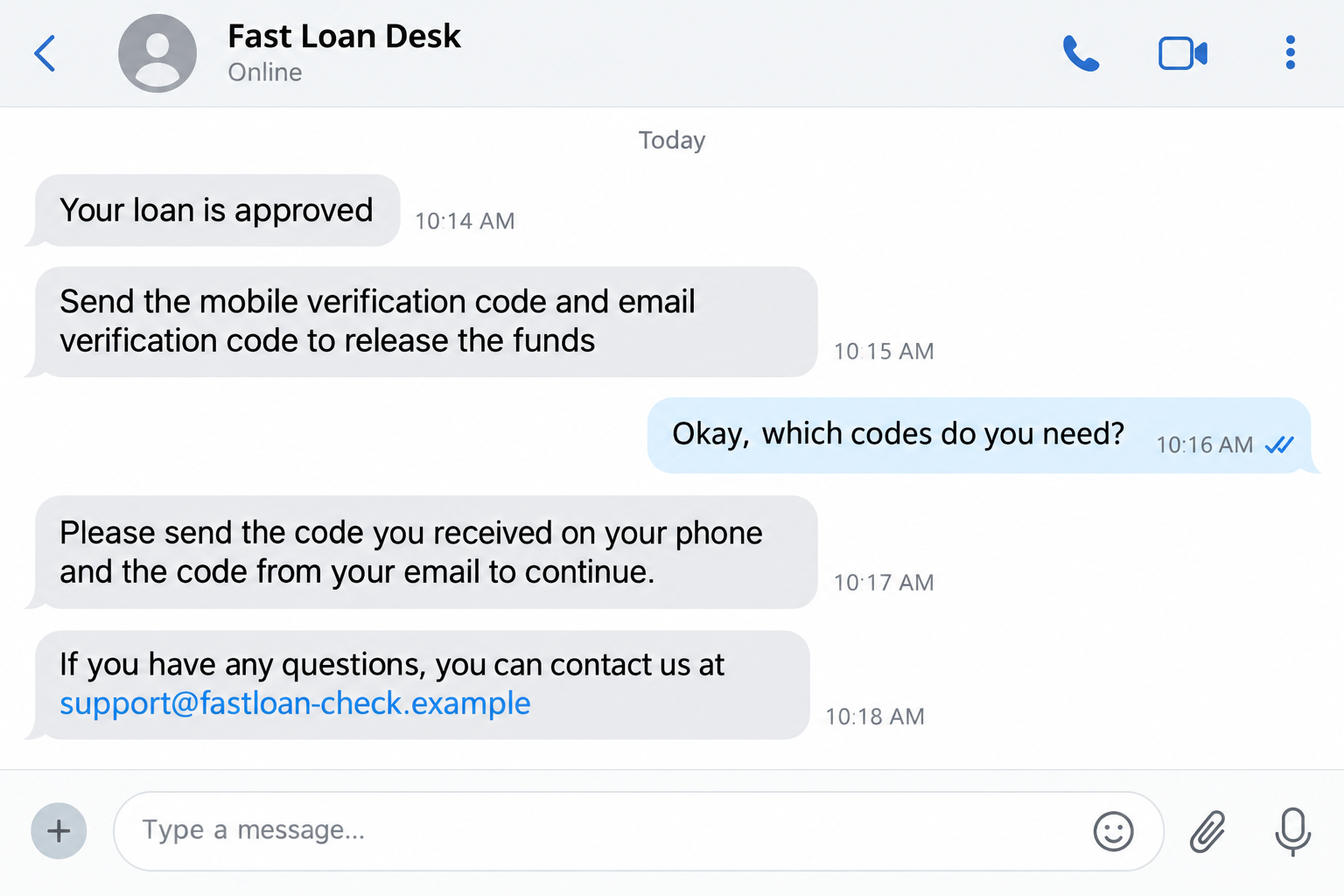 BiMPay Loan Verification Code Scam Steals Your Account 1 Illustrative fake loan message asking for BiMPay verification codes