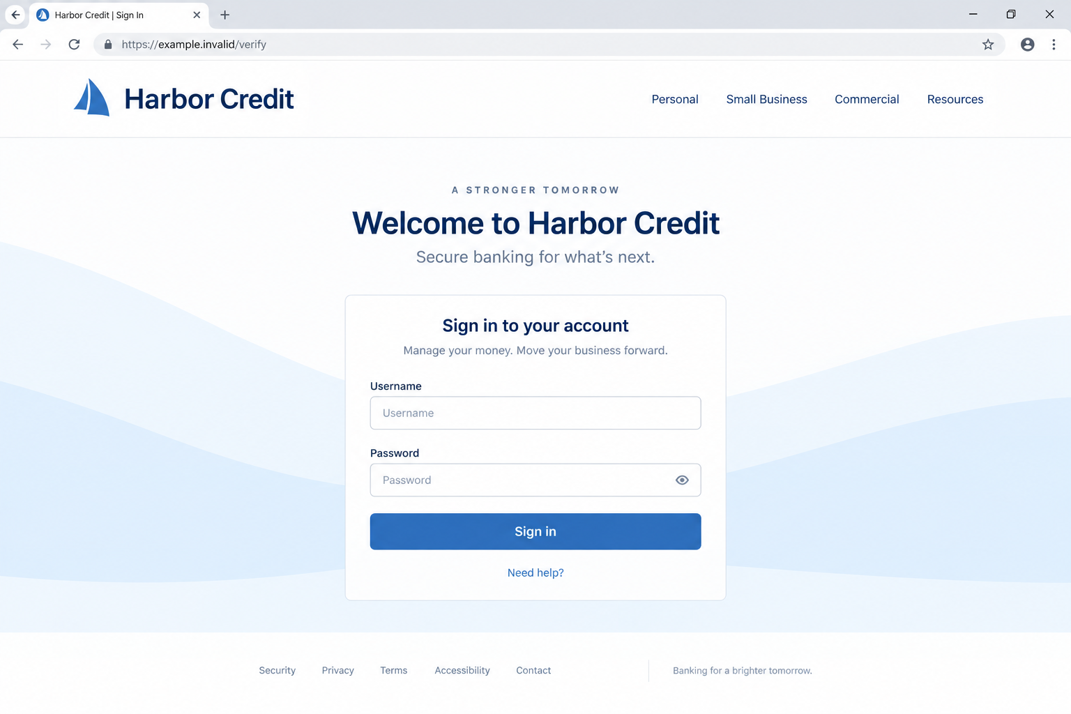 Fake Small-Business Websites Hide Bank Login Traps on Secret Subdomains 2 Non-functional reconstruction of a bank login form on a hidden phishing subdomain, shown for illustration only