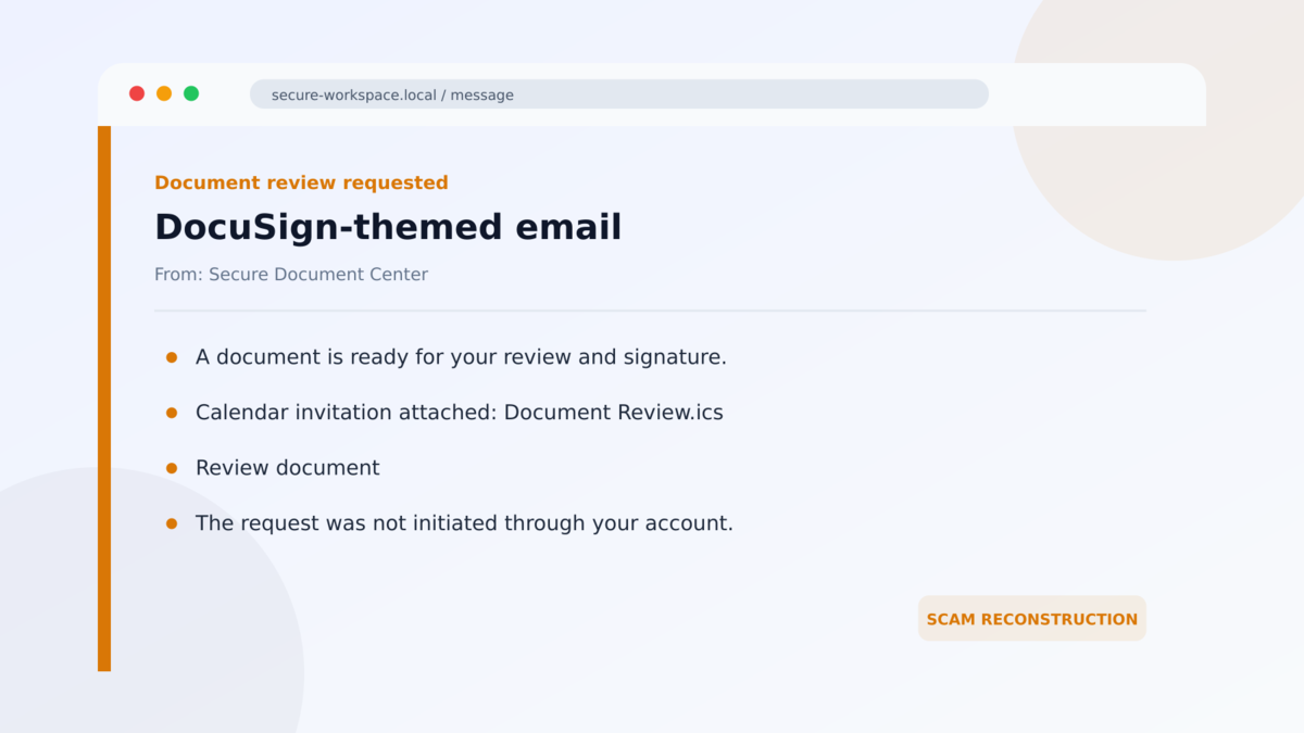 Blob URL Phishing Builds Fake Login Pages in Your Browser 1 DocuSign-themed email used in the Blob URL Phishing Builds Fake Login Pages in Your Browser investigation