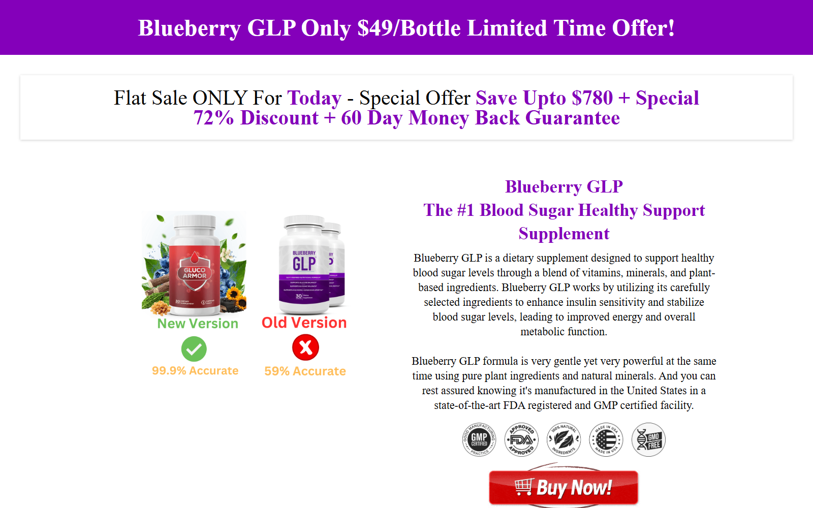 Blueberry GLP Review: Fake or Real? Claims Exposed 1 Blueberry GLP website advertising blood sugar support and a limited-time discount
