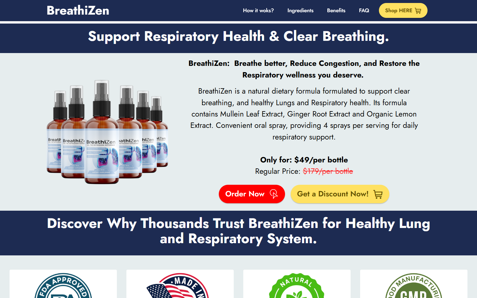 BreathiZen Review: Fake or Real? Site Conflicts 3 Different BreathiZen website selling an oral spray with a separate formula and presentation
