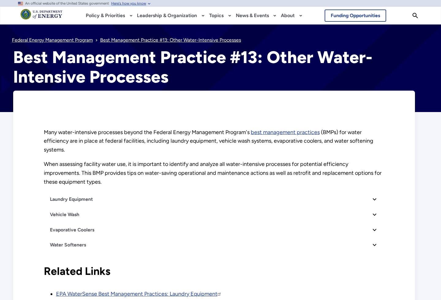 United States Department of Energy page discussing evaporative coolers and water use