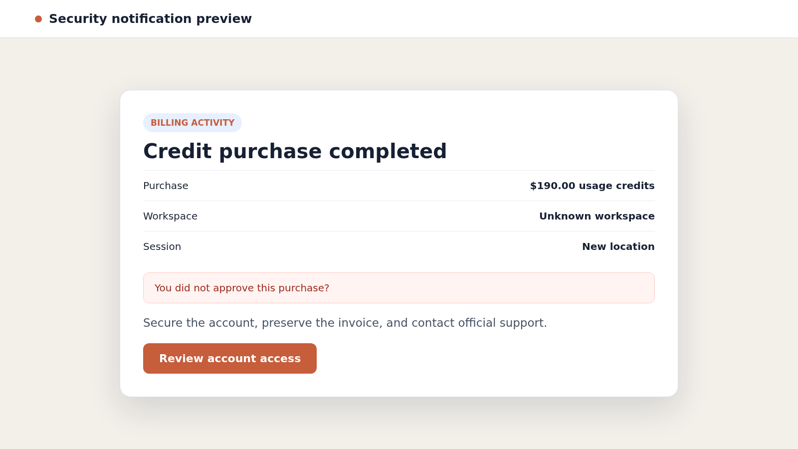 Claude AI Credit Card Fraud: How Unauthorized Charges Drain Bank Accounts 2 Reconstructed Claude billing page showing an unauthorized credit purchase and unknown session