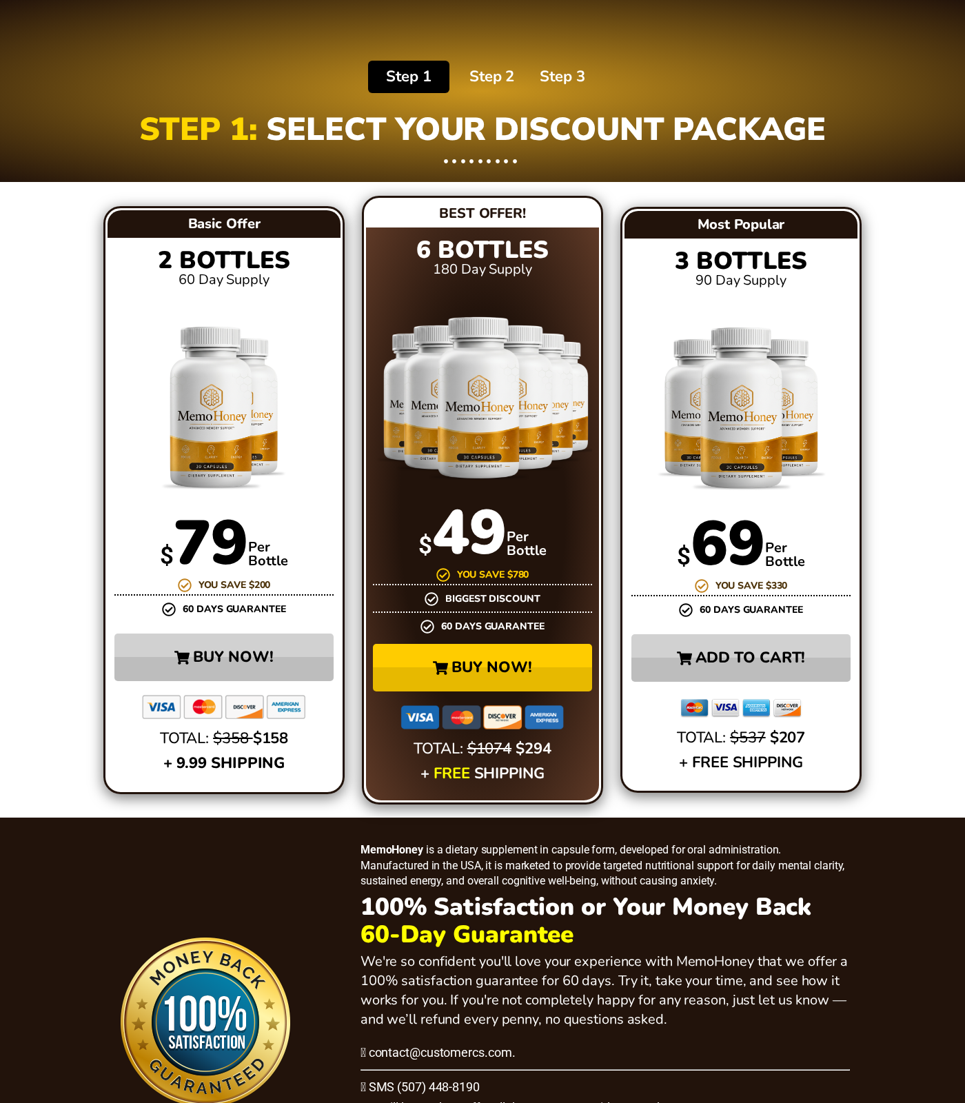 Cognidyne Scam Exposed: Two Sites, Two Different Products 2 MemoHoney package page reached from a Cognidyne order button