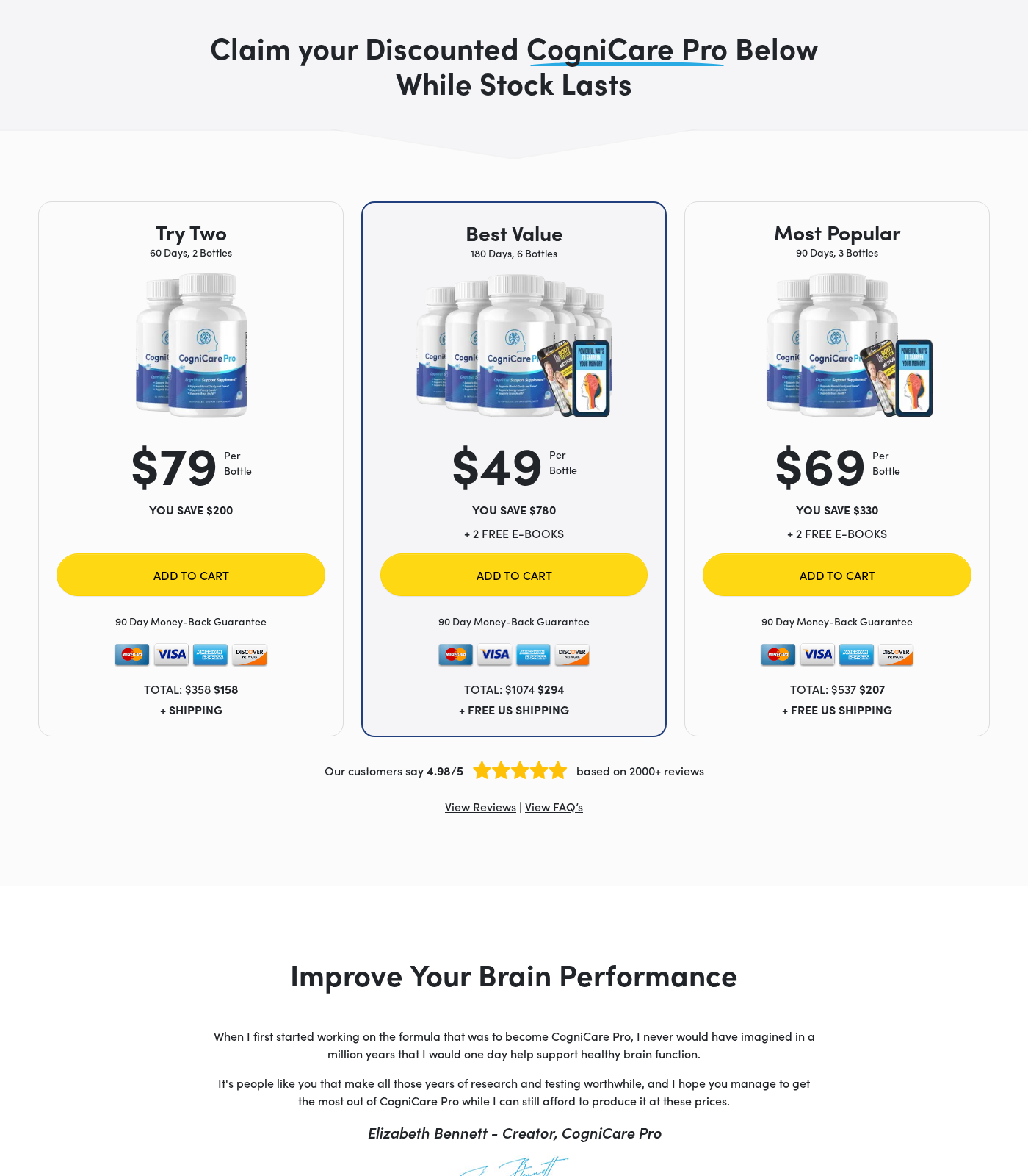 Cognidyne Scam Exposed: Two Sites, Two Different Products 3 CogniCare Pro package page reached from the second Cognidyne website