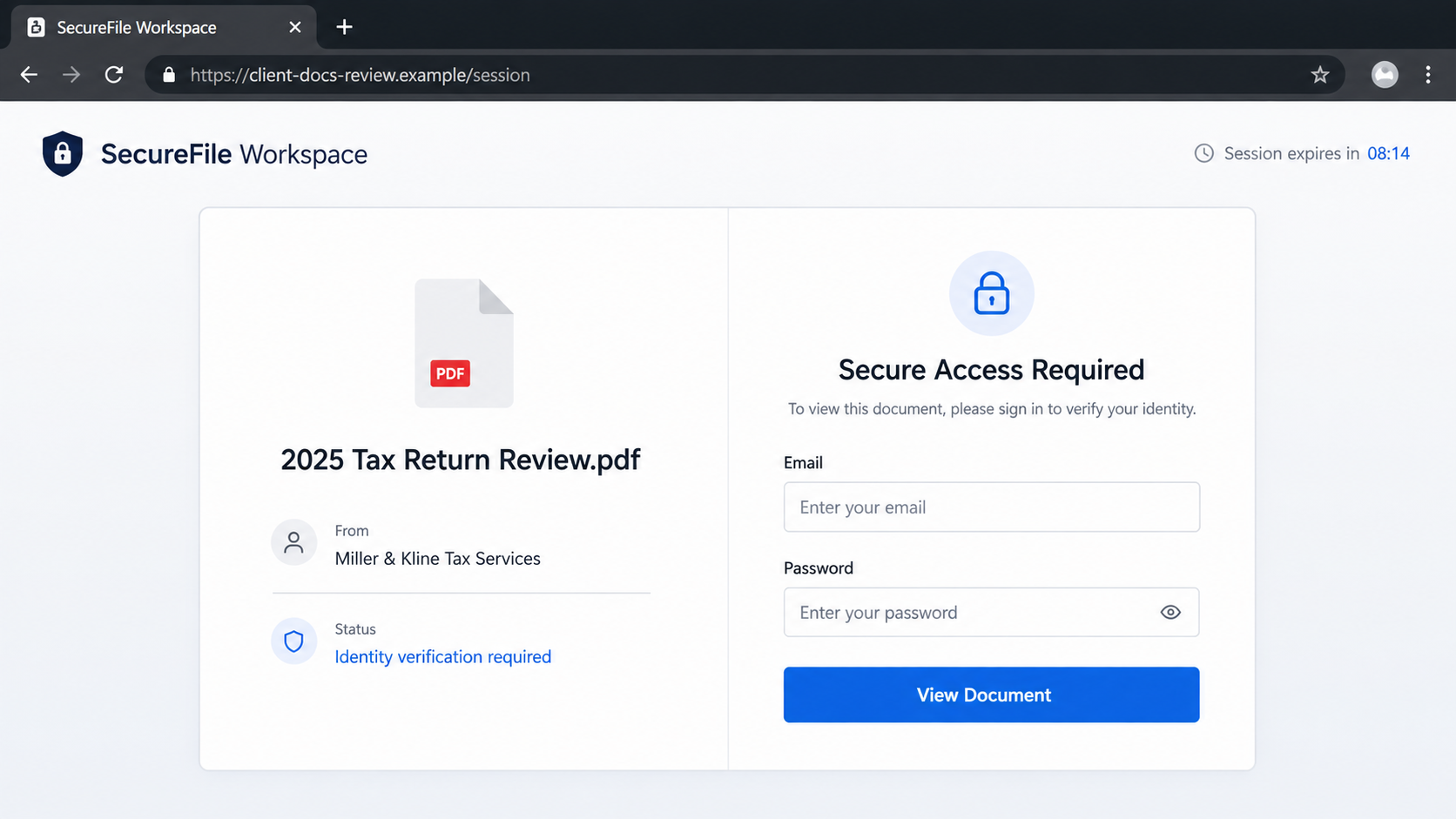 Compromised Accountant Email Scam Steals Tax Data 2 Fictional secure tax-document portal requesting email credentials