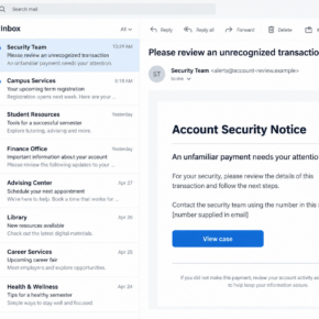Illustrative false bank transaction email directing the reader to contact a supplied number