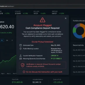 Fake crypto platform arranging a cash courier pickup