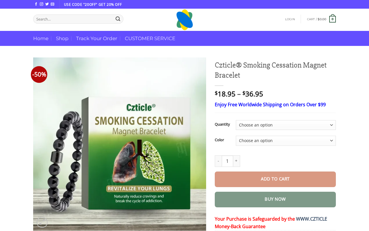 Czticle Anti-Smoking Magnetic Bracelet: Fake 17,000 Gauss Claims on a Cheap Bracelet 1 Czticle smoking cessation magnet bracelet product page with lung graphics
