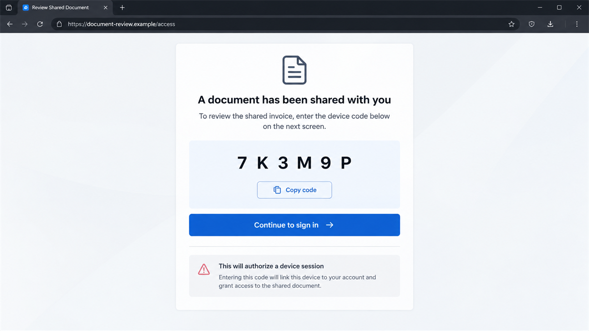 EvilTokens Emails Hijack Microsoft 365 Without a Password 2 EvilTokens device code page leading to an official Microsoft sign-in portal