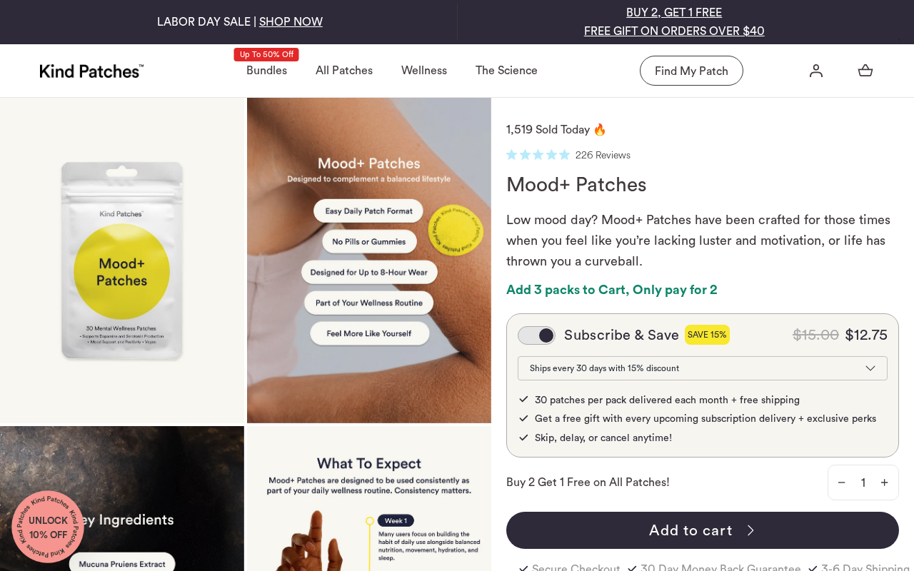 Dopamine Patches EXPOSED: Wellness Stickers That Do Not Deliver Dopamine 1 Kind Patches Mood+ product page formerly marketed as Dopamine Patches