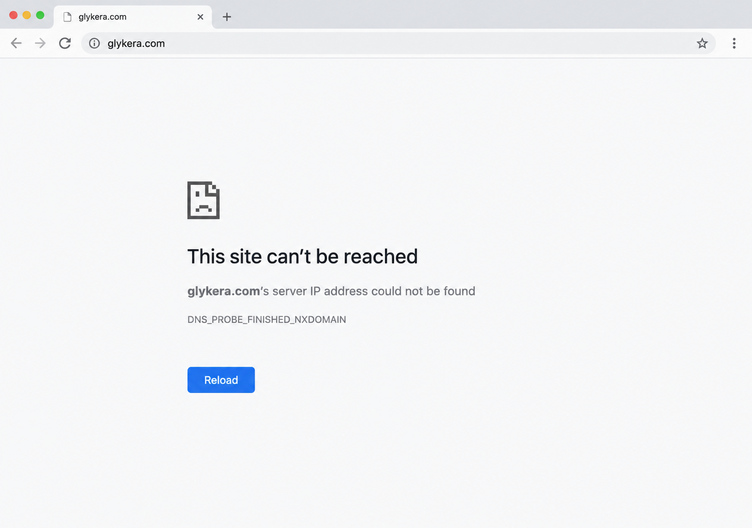 Browser error illustration showing that glykera.com could not be reached