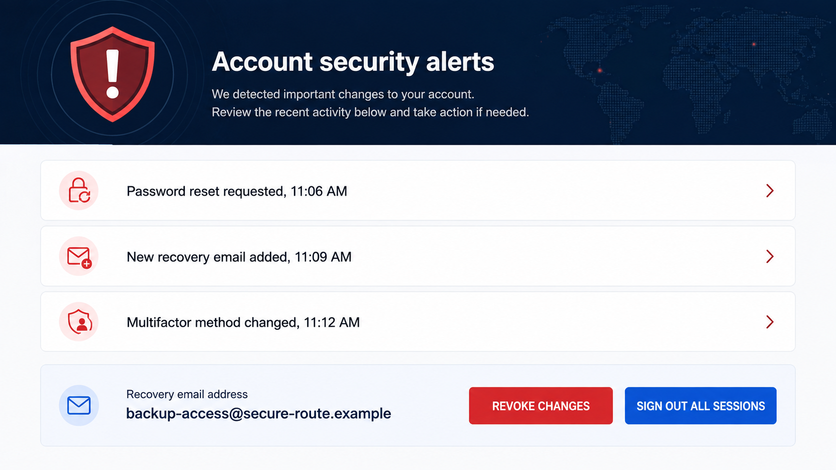 Dropbox File Access Scam Exposed: Fake Verification Email Investigated 3 Email account security panel showing suspicious sign-ins and account changes