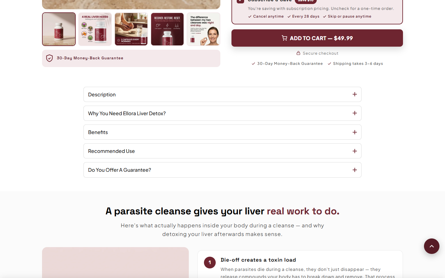 Screenshot of Ellora purchase area showing preselected subscription pricing and the one-time uncheck instruction