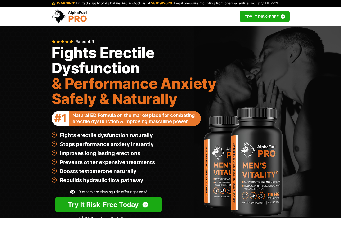 Erexafil Reviews Exposed: Fake Official Page Redirects to Another Product 2 Screenshot of the AlphaFuel Pro page reached from an Erexafil order button